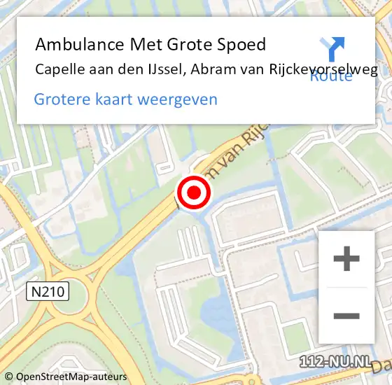 Locatie op kaart van de 112 melding: Ambulance Met Grote Spoed Naar Capelle aan den IJssel, Abram van Rijckevorselweg op 23 april 2024 17:54