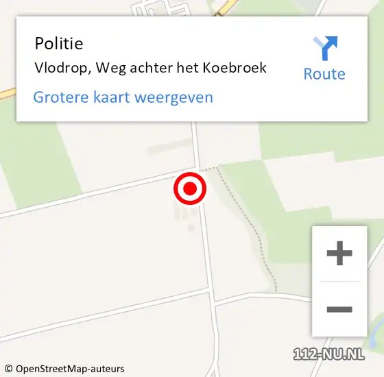 Locatie op kaart van de 112 melding: Politie Vlodrop, Weg achter het Koebroek op 23 april 2024 18:06