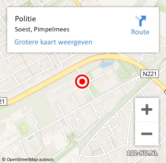 Locatie op kaart van de 112 melding: Politie Soest, Pimpelmees op 3 oktober 2014 13:24