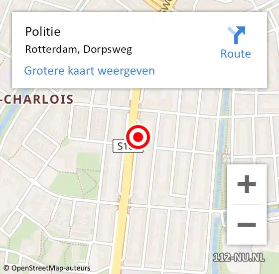 Locatie op kaart van de 112 melding: Politie Rotterdam, Dorpsweg op 23 april 2024 18:54