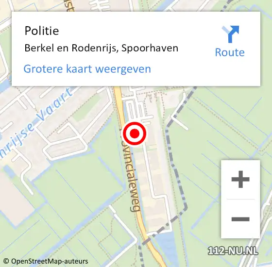 Locatie op kaart van de 112 melding: Politie Berkel en Rodenrijs, Spoorhaven op 23 april 2024 18:59