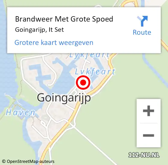 Locatie op kaart van de 112 melding: Brandweer Met Grote Spoed Naar Goingarijp, It Set op 23 april 2024 19:14