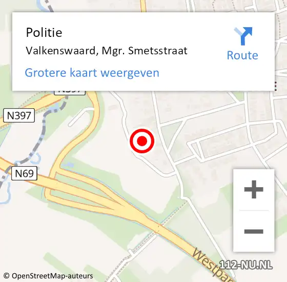 Locatie op kaart van de 112 melding: Politie Valkenswaard, Mgr. Smetsstraat op 23 april 2024 19:15