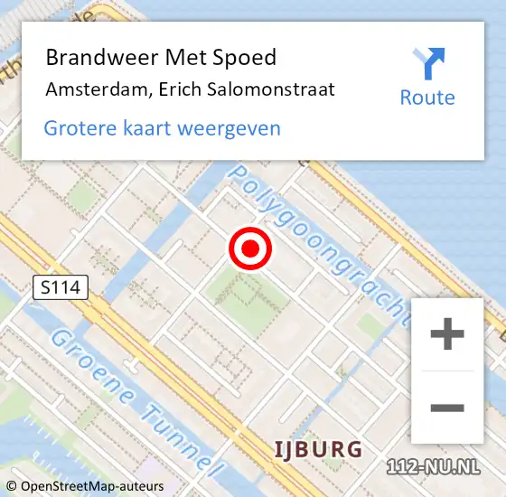 Locatie op kaart van de 112 melding: Brandweer Met Spoed Naar Amsterdam, Erich Salomonstraat op 23 april 2024 20:20
