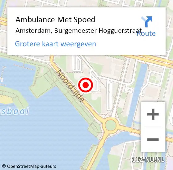 Locatie op kaart van de 112 melding: Ambulance Met Spoed Naar Amsterdam, Burgemeester Hogguerstraat op 23 april 2024 20:41