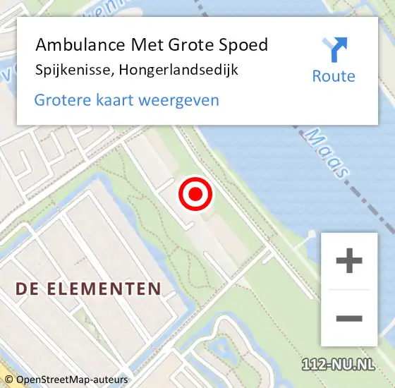 Locatie op kaart van de 112 melding: Ambulance Met Grote Spoed Naar Spijkenisse, Hongerlandsedijk op 23 april 2024 20:49