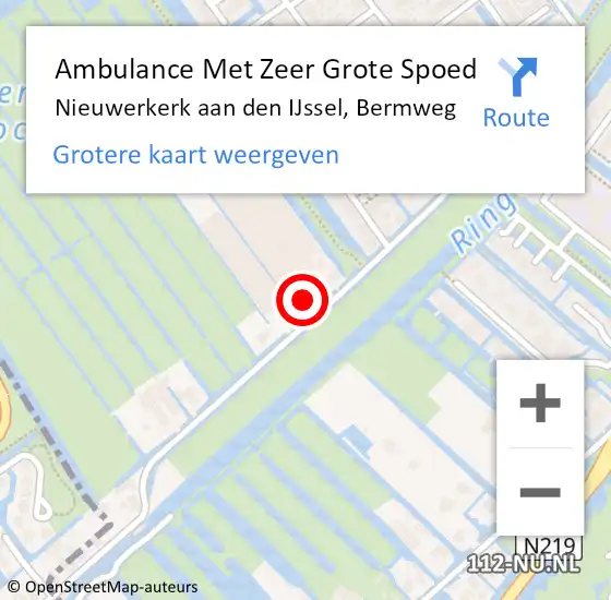 Locatie op kaart van de 112 melding: Ambulance Met Zeer Grote Spoed Naar Nieuwerkerk aan den IJssel, Bermweg op 23 april 2024 21:31