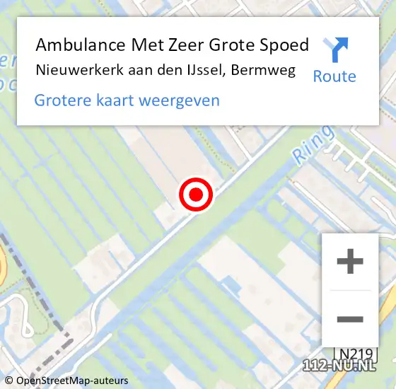 Locatie op kaart van de 112 melding: Ambulance Met Zeer Grote Spoed Naar Nieuwerkerk aan den IJssel, Bermweg op 23 april 2024 21:35