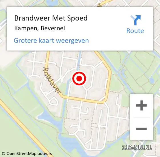 Locatie op kaart van de 112 melding: Brandweer Met Spoed Naar Kampen, Bevernel op 23 april 2024 21:42