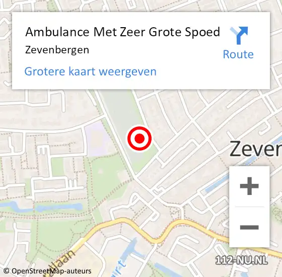 Locatie op kaart van de 112 melding: Ambulance Met Zeer Grote Spoed Naar Zevenbergen op 23 april 2024 21:57