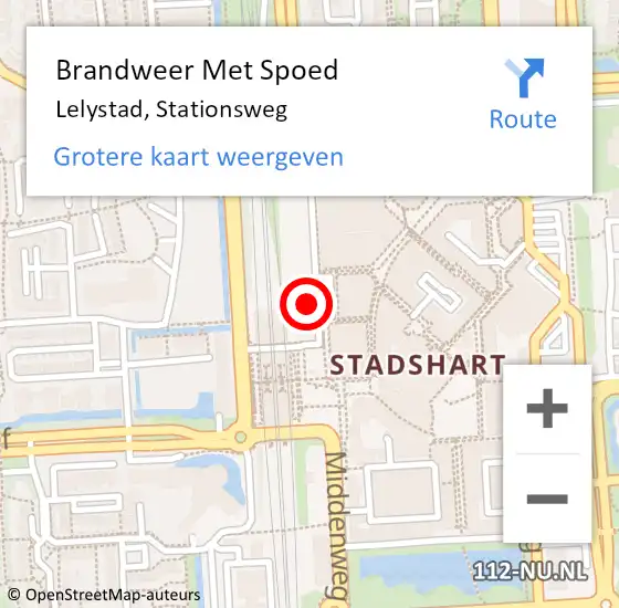 Locatie op kaart van de 112 melding: Brandweer Met Spoed Naar Lelystad, Stationsweg op 23 april 2024 22:25