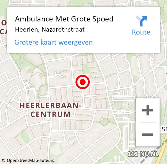 Locatie op kaart van de 112 melding: Ambulance Met Grote Spoed Naar Heerlen, Nazarethstraat op 3 oktober 2014 13:37