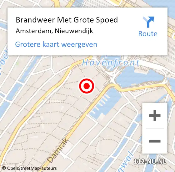 Locatie op kaart van de 112 melding: Brandweer Met Grote Spoed Naar Amsterdam, Nieuwendijk op 23 april 2024 22:33
