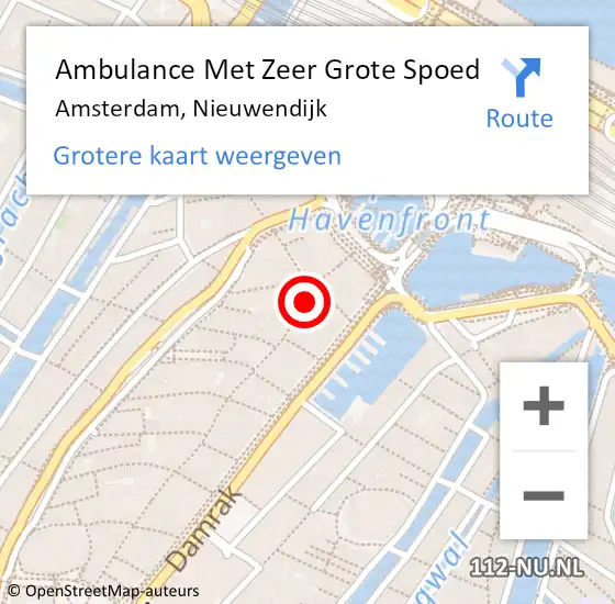 Locatie op kaart van de 112 melding: Ambulance Met Zeer Grote Spoed Naar Amsterdam, Nieuwendijk op 23 april 2024 22:33