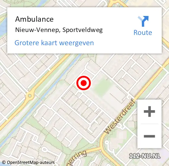 Locatie op kaart van de 112 melding: Ambulance Nieuw-Vennep, Sportveldweg op 23 april 2024 22:41