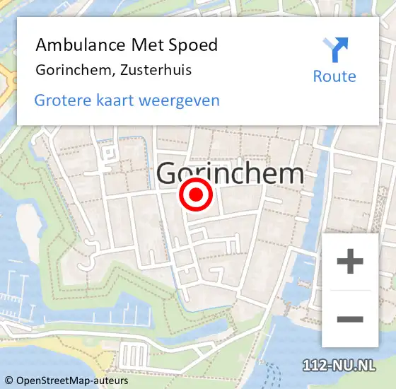 Locatie op kaart van de 112 melding: Ambulance Met Spoed Naar Gorinchem, Zusterhuis op 23 april 2024 22:52