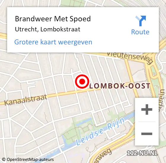 Locatie op kaart van de 112 melding: Brandweer Met Spoed Naar Utrecht, Lombokstraat op 23 april 2024 23:28