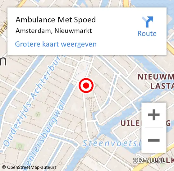 Locatie op kaart van de 112 melding: Ambulance Met Spoed Naar Amsterdam, Nieuwmarkt op 23 april 2024 23:43