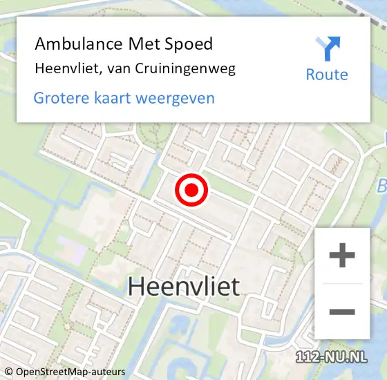 Locatie op kaart van de 112 melding: Ambulance Met Spoed Naar Heenvliet, van Cruiningenweg op 24 april 2024 00:28