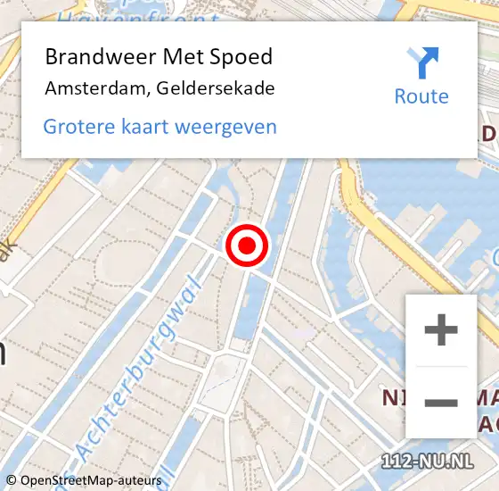 Locatie op kaart van de 112 melding: Brandweer Met Spoed Naar Amsterdam, Geldersekade op 24 april 2024 00:40