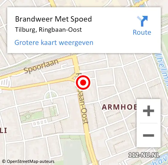 Locatie op kaart van de 112 melding: Brandweer Met Spoed Naar Tilburg, Ringbaan-Oost op 24 april 2024 00:44