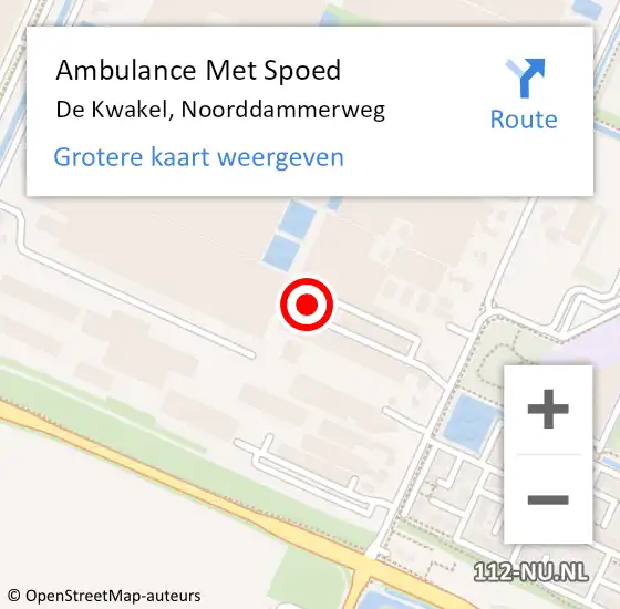 Locatie op kaart van de 112 melding: Ambulance Met Spoed Naar De Kwakel, Noorddammerweg op 24 april 2024 01:23