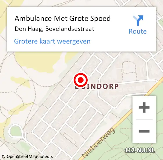 Locatie op kaart van de 112 melding: Ambulance Met Grote Spoed Naar Den Haag, Bevelandsestraat op 24 april 2024 01:28