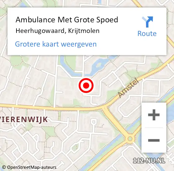 Locatie op kaart van de 112 melding: Ambulance Met Grote Spoed Naar Heerhugowaard, Krijtmolen op 24 april 2024 03:26