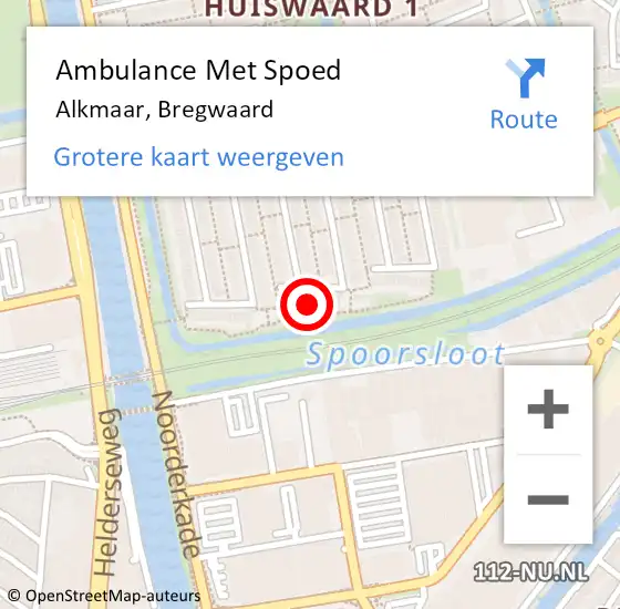 Locatie op kaart van de 112 melding: Ambulance Met Spoed Naar Alkmaar, Bregwaard op 24 april 2024 03:31