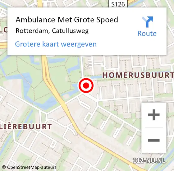 Locatie op kaart van de 112 melding: Ambulance Met Grote Spoed Naar Rotterdam, Catullusweg op 24 april 2024 03:33