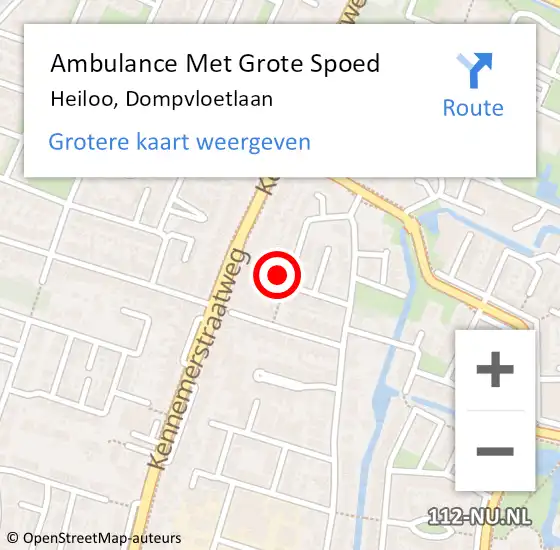 Locatie op kaart van de 112 melding: Ambulance Met Grote Spoed Naar Heiloo, Dompvloetlaan op 24 april 2024 06:45