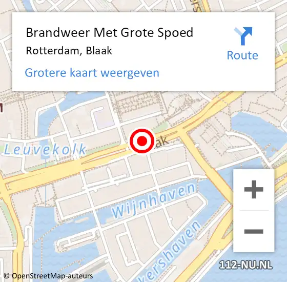 Locatie op kaart van de 112 melding: Brandweer Met Grote Spoed Naar Rotterdam, Blaak op 24 april 2024 07:07