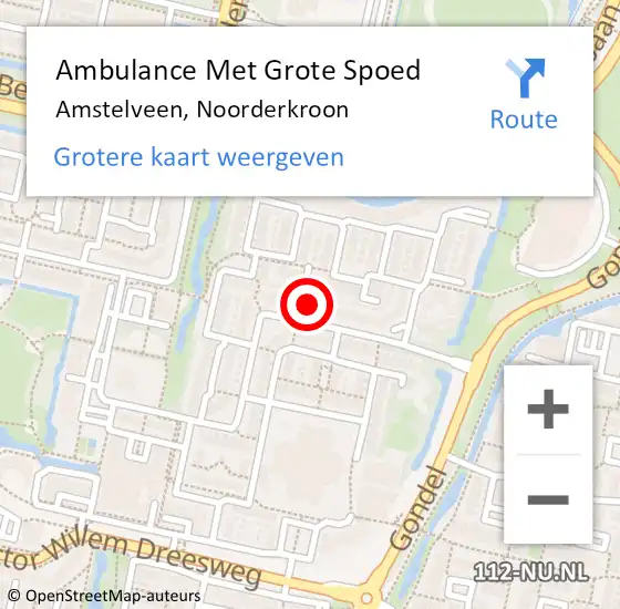 Locatie op kaart van de 112 melding: Ambulance Met Grote Spoed Naar Amstelveen, Noorderkroon op 24 april 2024 07:10