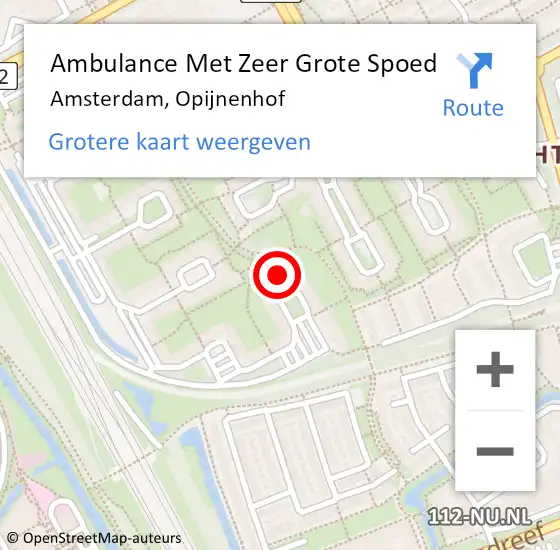 Locatie op kaart van de 112 melding: Ambulance Met Zeer Grote Spoed Naar Amsterdam, Opijnenhof op 24 april 2024 07:18