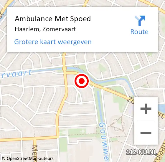 Locatie op kaart van de 112 melding: Ambulance Met Spoed Naar Haarlem, Zomervaart op 24 april 2024 07:34