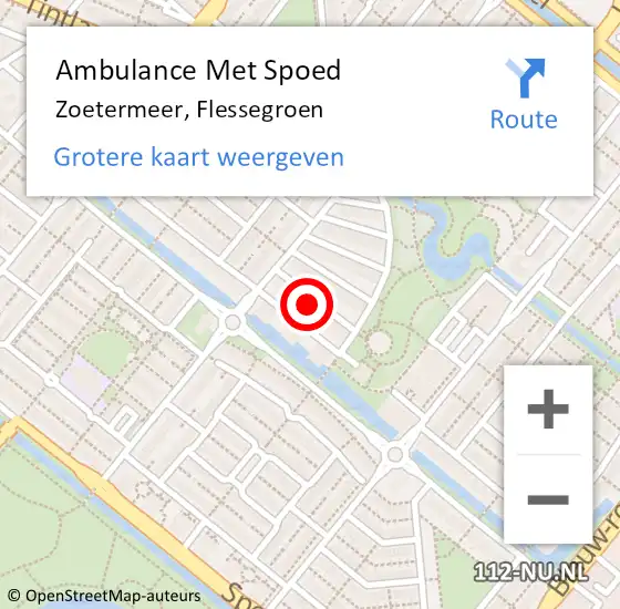 Locatie op kaart van de 112 melding: Ambulance Met Spoed Naar Zoetermeer, Flessegroen op 24 april 2024 07:53