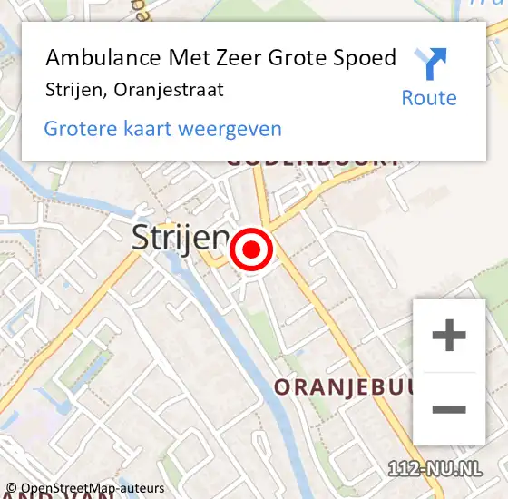 Locatie op kaart van de 112 melding: Ambulance Met Zeer Grote Spoed Naar Strijen, Oranjestraat op 24 april 2024 08:14