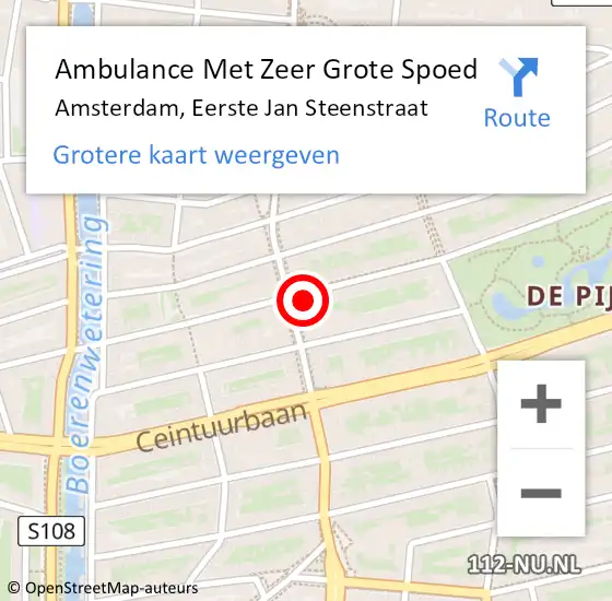 Locatie op kaart van de 112 melding: Ambulance Met Zeer Grote Spoed Naar Amsterdam, Eerste Jan Steenstraat op 24 april 2024 08:29