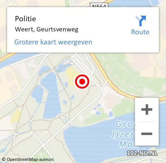 Locatie op kaart van de 112 melding: Politie Weert, Geurtsvenweg op 24 april 2024 08:39
