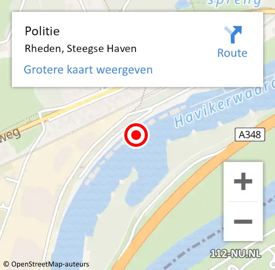 Locatie op kaart van de 112 melding: Politie Rheden, Steegse Haven op 24 april 2024 08:42