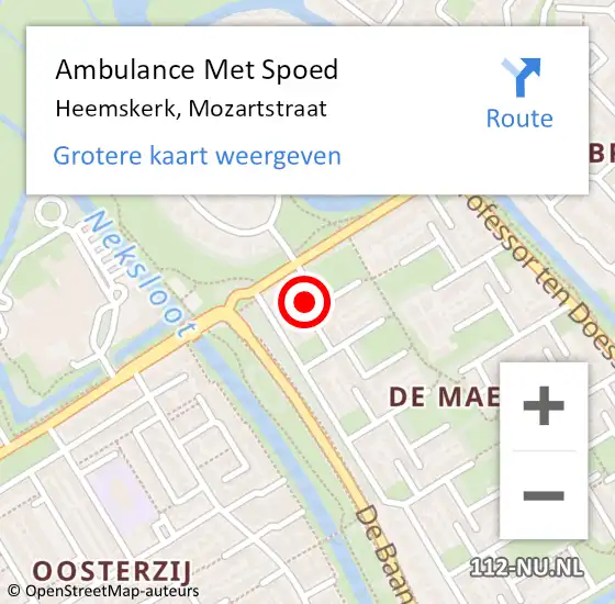 Locatie op kaart van de 112 melding: Ambulance Met Spoed Naar Heemskerk, Mozartstraat op 24 april 2024 08:43