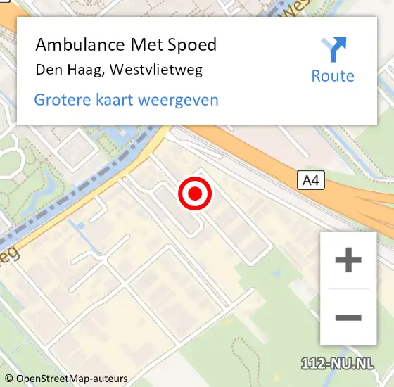 Locatie op kaart van de 112 melding: Ambulance Met Spoed Naar Den Haag, Westvlietweg op 24 april 2024 08:49