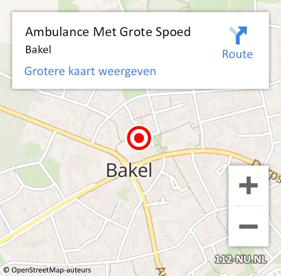 Locatie op kaart van de 112 melding: Ambulance Met Grote Spoed Naar Bakel op 24 april 2024 08:49