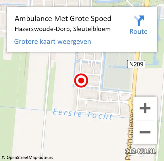 Locatie op kaart van de 112 melding: Ambulance Met Grote Spoed Naar Hazerswoude-Dorp, Sleutelbloem op 24 april 2024 08:54