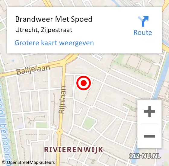 Locatie op kaart van de 112 melding: Brandweer Met Spoed Naar Utrecht, Zijpestraat op 24 april 2024 09:18