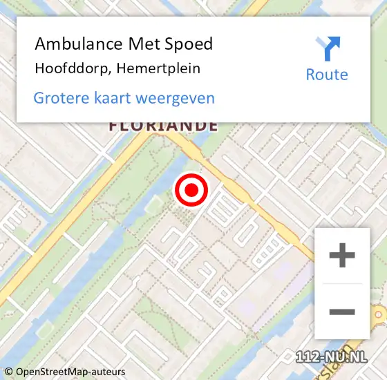 Locatie op kaart van de 112 melding: Ambulance Met Spoed Naar Hoofddorp, Hemertplein op 24 april 2024 09:20