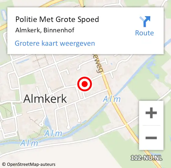 Locatie op kaart van de 112 melding: Politie Met Grote Spoed Naar Almkerk, Binnenhof op 24 april 2024 09:56