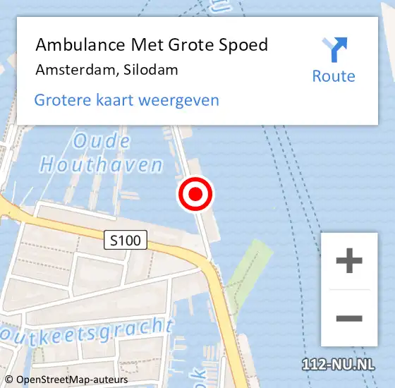 Locatie op kaart van de 112 melding: Ambulance Met Grote Spoed Naar Amsterdam, Silodam op 24 april 2024 10:13