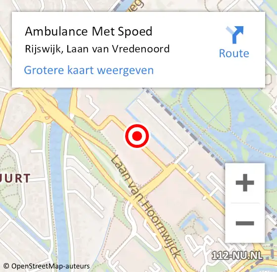 Locatie op kaart van de 112 melding: Ambulance Met Spoed Naar Rijswijk, Laan van Vredenoord op 24 april 2024 10:25