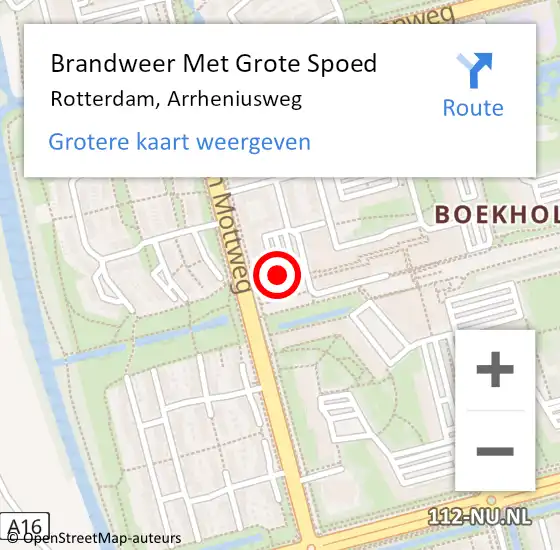 Locatie op kaart van de 112 melding: Brandweer Met Grote Spoed Naar Rotterdam, Arrheniusweg op 24 april 2024 10:26